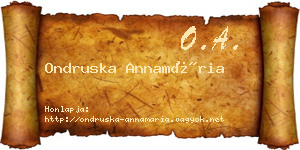 Ondruska Annamária névjegykártya