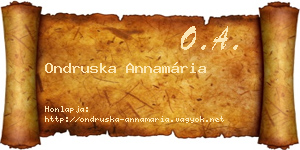 Ondruska Annamária névjegykártya